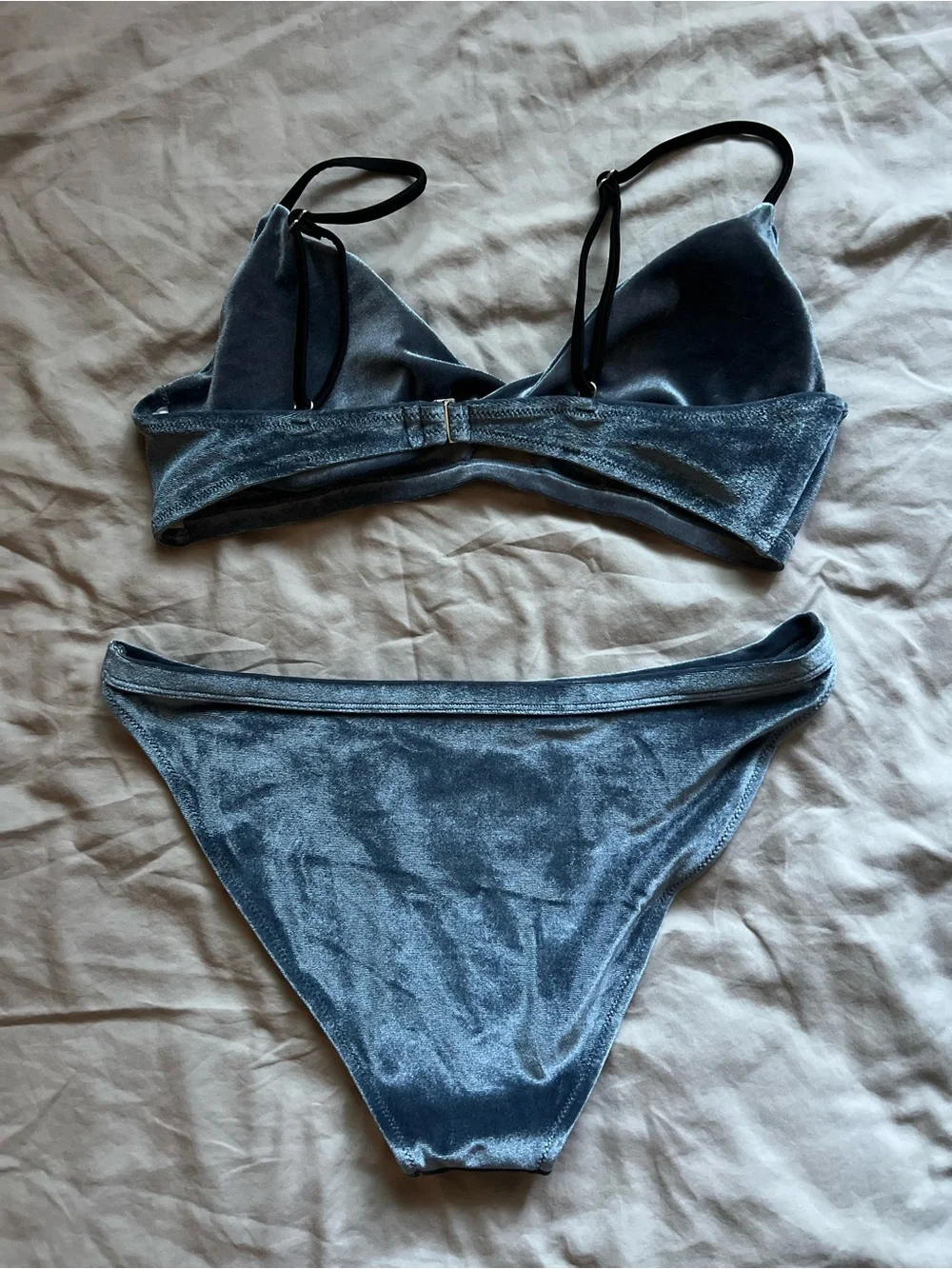 Shimmery Blue Velvet Bikini Set